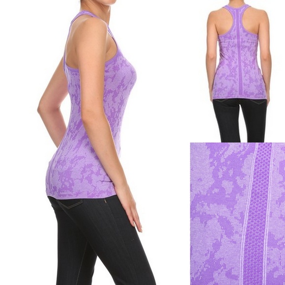 Purple Seamless Fitness Yoga Jacquard Tank Top - Picture 3 of 3